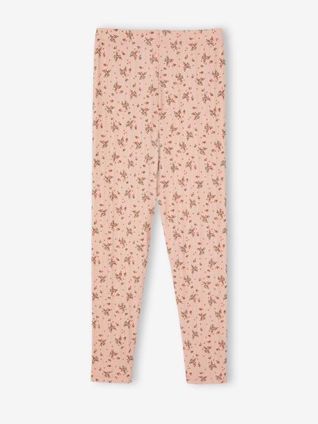 Floral Print Leggings in Fancy Openwork, for Girls rosy 