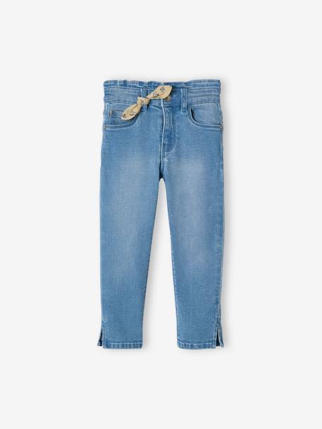 Cropped Denim Trousers with Bow for Girls double stone+stone 