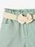 Paperbag Shorts in Cotton Gauze, with Belt, for Girls aqua green+rosy+sandy beige 