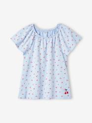 Girls-Printed Blouse with Butterfly Sleeves, for Girls