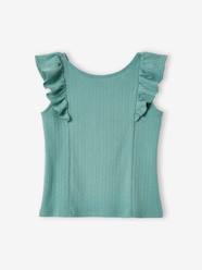 Girls-Tops-T-Shirts-Top with Ruffle, in Pointelle Knit, for Girls