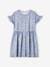 Buttoned Dress with Flowers for Girls azure+blue+ecru+navy blue 