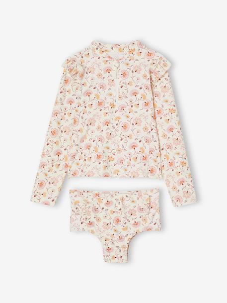 Anti-UV Swimming Top + Shorties Ensemble for Girls ecru 