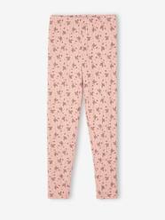 -Floral Print Leggings in Fancy Openwork, for Girls