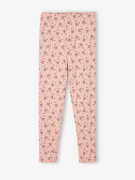 Floral Print Leggings in Fancy Openwork, for Girls rosy 