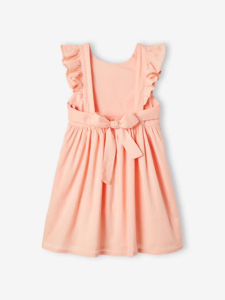 Occasion Wear Frilly Dress with Open Back for Girls coral+sky blue 