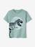 T-Shirt with Large Dinosaur, for Boys Dark Blue+mint green 