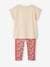 Sports Combo: T-Shirt & Cropped Trousers with Iridescent 'sunrise' Motif, for Girls ecru 