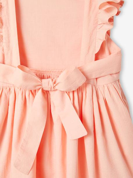 Occasion Wear Frilly Dress with Open Back for Girls coral+sky blue 