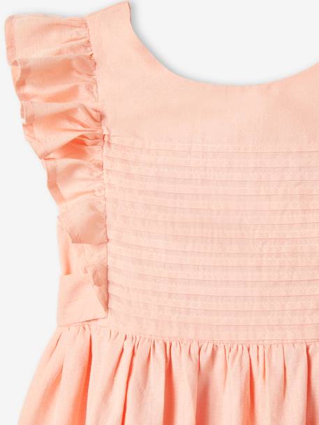 Occasion Wear Frilly Dress with Open Back for Girls coral+sky blue 