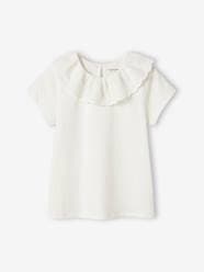 Girls-Top with Frilled Collar in Broderie Anglaise for Girls