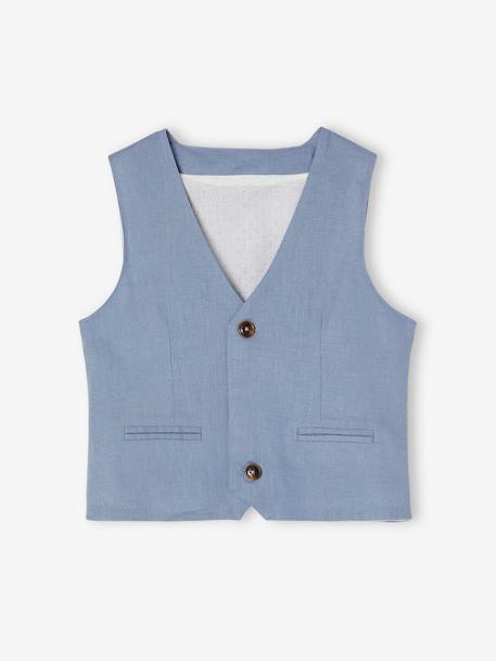 Occasion Wear Cotton/Linen Waistcoat for Boys Beige+blue+Dark Blue+sage green 