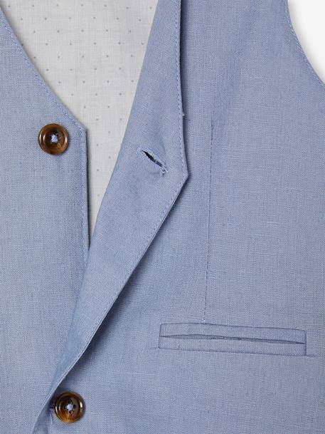 Occasion Wear Cotton/Linen Waistcoat for Boys Beige+blue+Dark Blue 