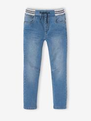 Boys-Jeans-Straight Cut Denim-Effect Fleece Trousers, for Boys