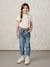 Paperbag Jeans + Floral Belt, for Girls BLUE DARK SOLID+BLUE DARK WASCHED+denim grey 