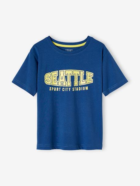 College-Style T-Shirt for Boys blue+white 