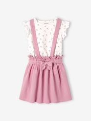 Girls-Striped T-Shirt + Cotton Gauze Skirt Outfit, for Girls