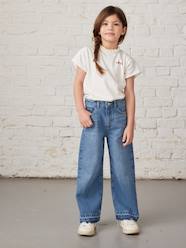 Wide-Leg Jeans, Frayed Hems, for Girls