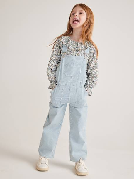 Striped Dungarees for Girls striped blue 