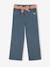 Flared Trousers in Cotton Gauze, with Belt, for Girls ecru+ink blue 