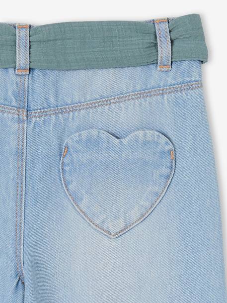 Wide Jeans & Cotton Gauze Belt, Ankle Length, for Girls double stone+stone 