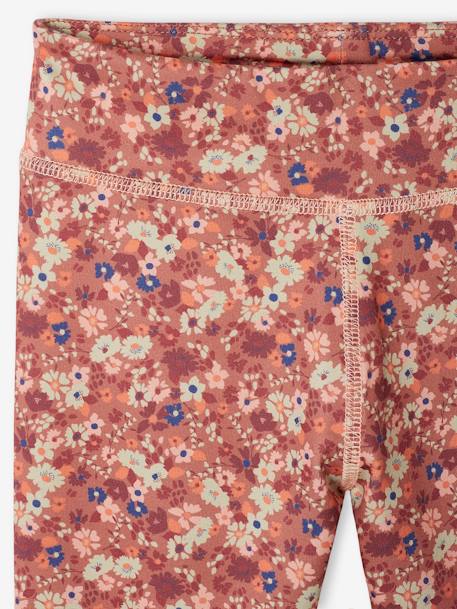 Printed Sports Leggings in Techno Fabric for Girls blue+terracotta 