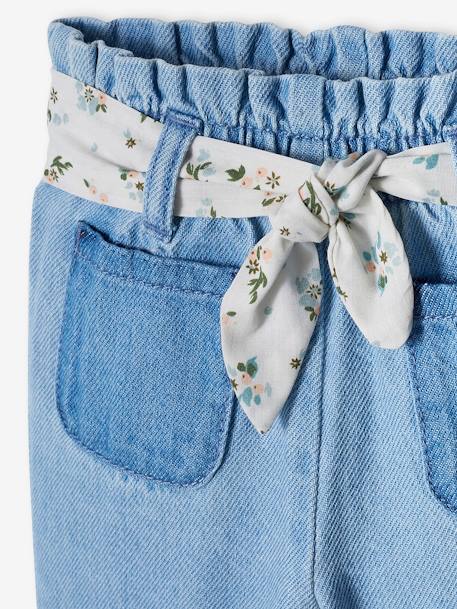 Wide Leg Jeans, Fabric Belt, for Babies bleached denim 