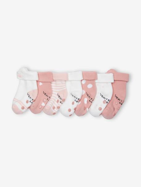 Pack of 7 Pairs of 'Cat' Socks for Baby Girls rose 