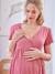 Dual Fabric Wrap-Over Dress, Maternity & Nursing old rose 