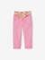 Paperbag Cropped Trousers with Floral Belt for Girls rose 