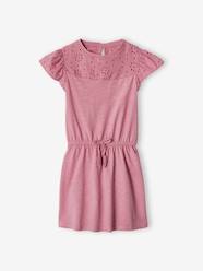 Girls-Dress with Details in Broderie Anglaise for Girls