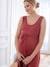 Long Sleeveless Jersey Knit Dress for Maternity terracotta 