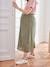 Long Skirt in Cotton Gauze for Maternity BROWN LIGHT SOLID+olive 