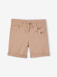 -Embroidered Floral Bermuda Shorts for Girls