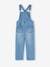 Denim Dungarees with Embroidered Flower Detail for Girls stone 