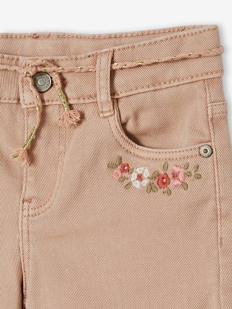 Embroidered Floral Bermuda Shorts for Girls rosy 