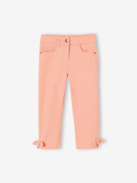 Cropped Trousers with Bows for Girls peach 