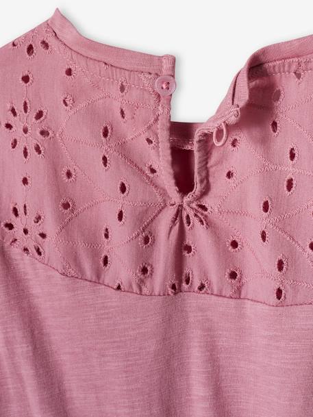 Dress with Details in Broderie Anglaise for Girls aqua green+mauve+pale pink+PINK DARK SOLID 