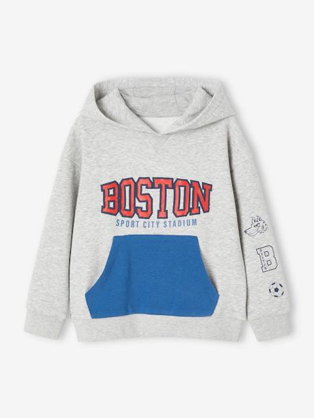 Sports Sweatshirt with Team Boston Motif for Boys marl grey 