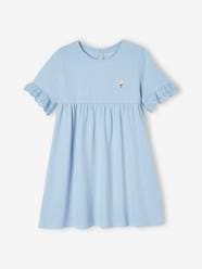 -Short Sleeve Dress in Broderie Anglaise, for Girls