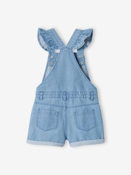 Denim Dungarees, Thin Ruffled Straps, for Girls double stone 