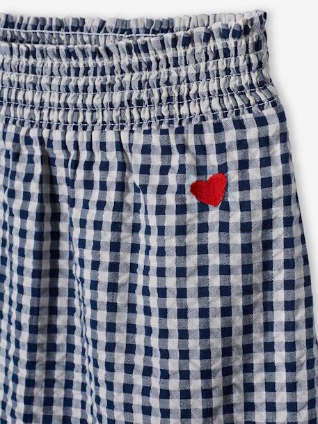 Long Gingham Skirt for Girls chequered navy blue 