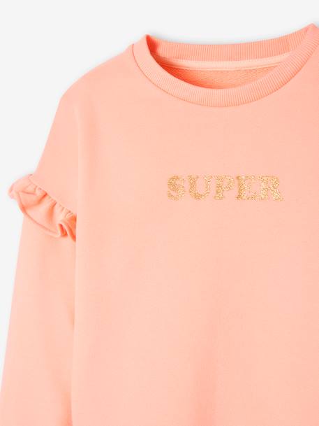 Ruffled Sweatshirt for Girls old rose+peach+rust 