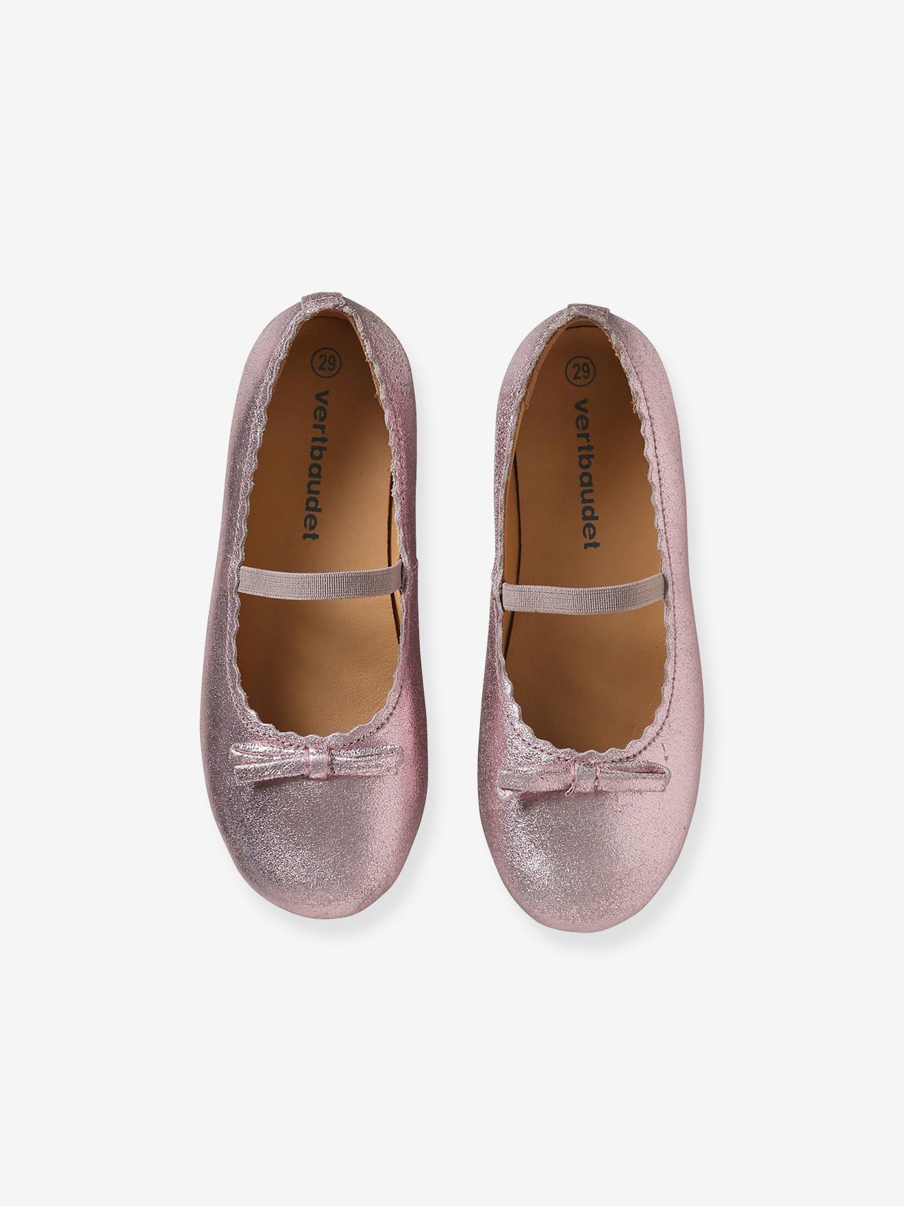 Leather Ballet Pumps for Girls rose