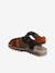 Hook-and-Loop Leather Sandals for Children, Designed for Autonomy beige+navy blue+set blue 