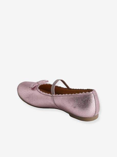 Leather Ballet Pumps, for Girls Gold+rose+Shimmery Dark Blue 