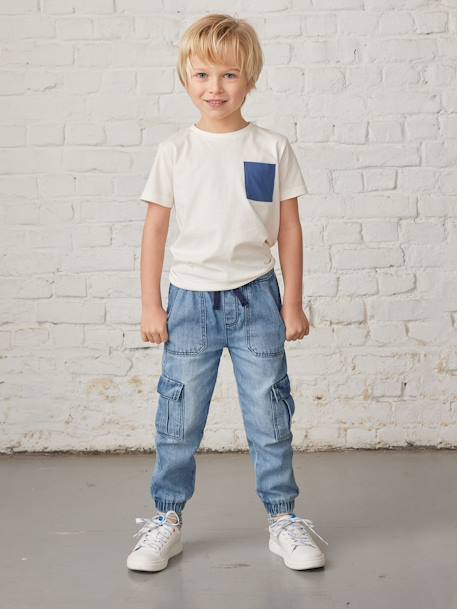 Pull-On Cargo-Type Denim Trousers for Boys double stone+stone 