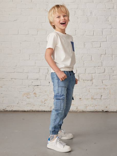 Pull-On Cargo-Type Denim Trousers for Boys double stone+stone 