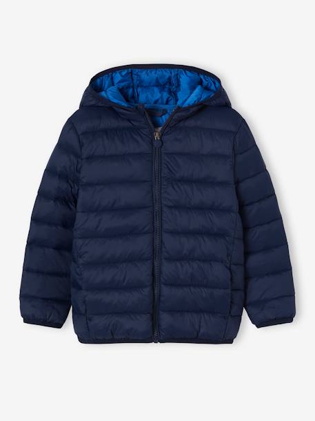 Lightweight Jacket with Recycled Polyester Padding & Hood for Boys BEIGE DARK SOLID WITH DESIGN+denim blue+English green+green+navy blue+petrol blue 