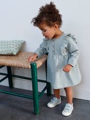 Baby-Dresses & Skirts-Fleece Dress, Broderie Anglaise Ruffle, for Babies